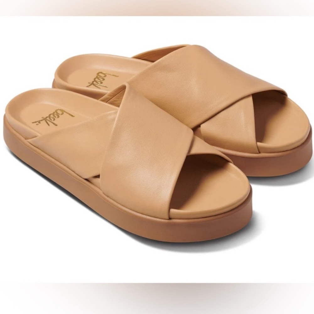 beek Tan Crossover Slide Sandals